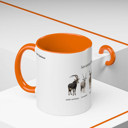 Savanna Horns Coffee Mug – African Wildlife Antelope Illustration (11oz/15oz)