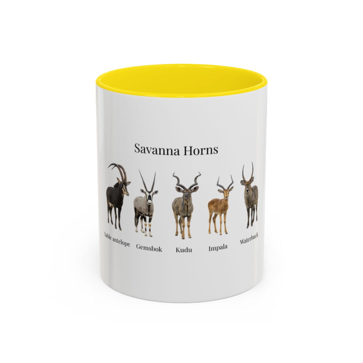 Savanna Horns Coffee Mug – African Wildlife Antelope Illustration (11oz/15oz)
