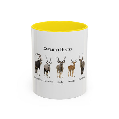 Savanna Horns Coffee Mug – African Wildlife Antelope Illustration (11oz/15oz)